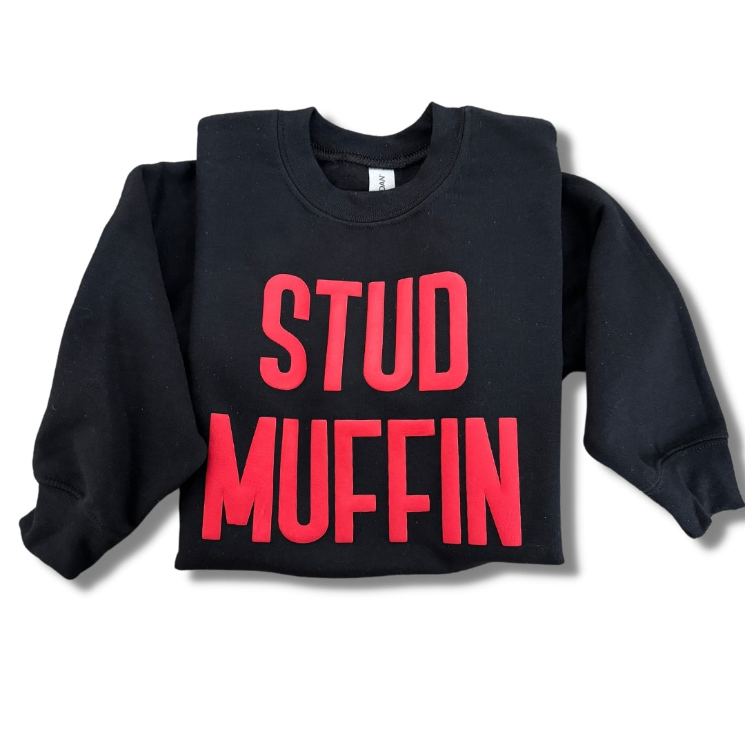 Puff Red Letters Stud Muffin