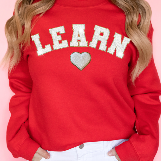 School Valentines LEARN White Chenille Letters