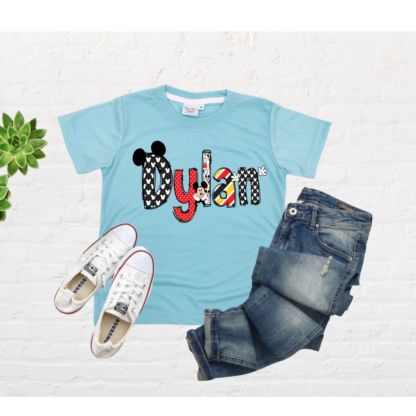 KIDS Character Mickey Name Shirt