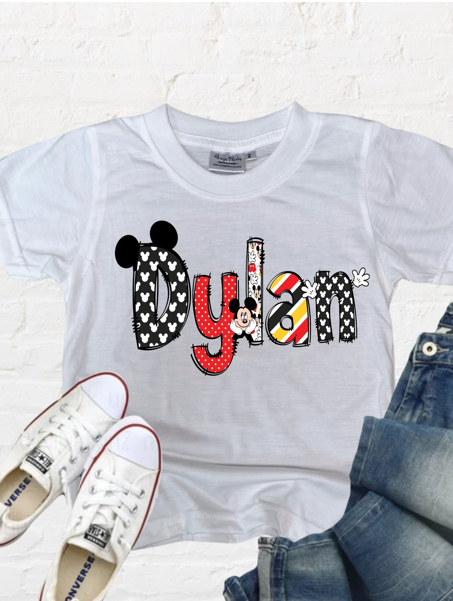 Mickey Character Name Shirt