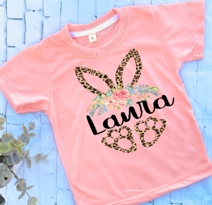 INFANT Leopard Bunny Name Shirt