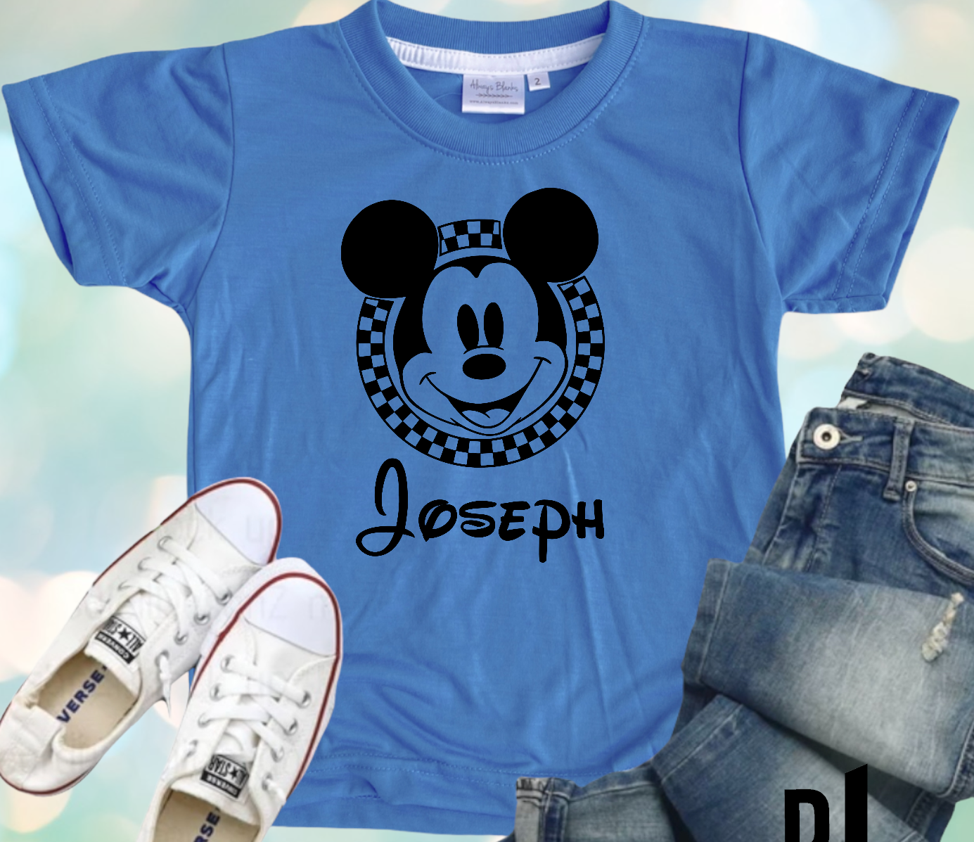 KIDS Checkered Mickey Shirt